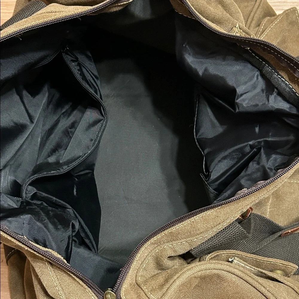 Khaki Canvas Messenger Bag for Men